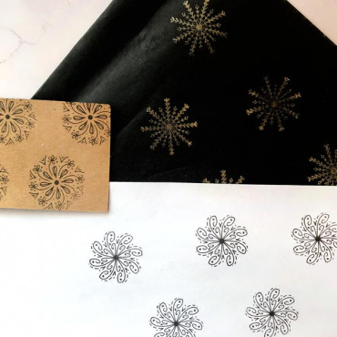 Holiday card-making stamp set Snowflakes Mandalas with 3 metallic mini ink pads