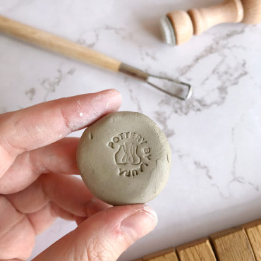 Premade pottery logo stamp with custom name and three pottery vases