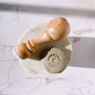 Premade custom pottery logo stamp Asterisk Star with name