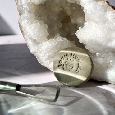 Personalized name pottery stamp with Om symbol