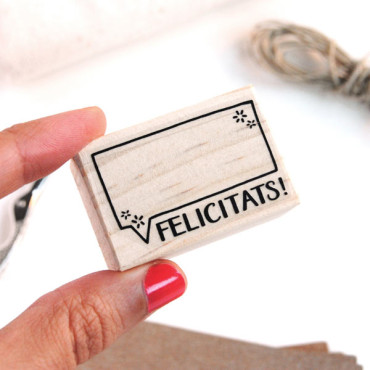 Rubber stamp "Felicitats" (Catalan) for handmade and DIY gift tags