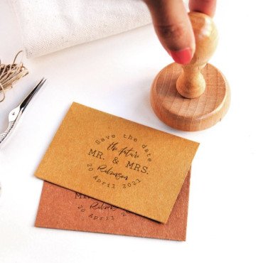 Custom stamp for elegant wedding The Future Mr. & Mrs. with your names and wedding date