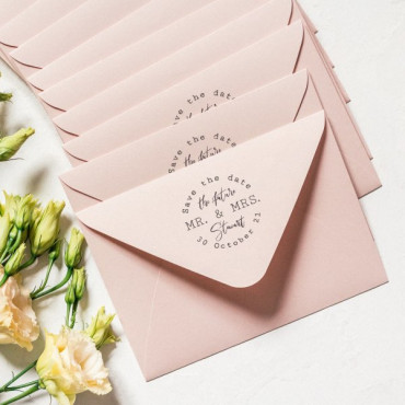 Custom stamp for elegant wedding The Future Mr. & Mrs. with your names and wedding date