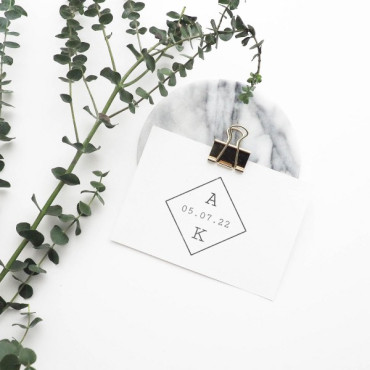 Custom stamp for classic wedding Rhombus with Initials and wedding date
