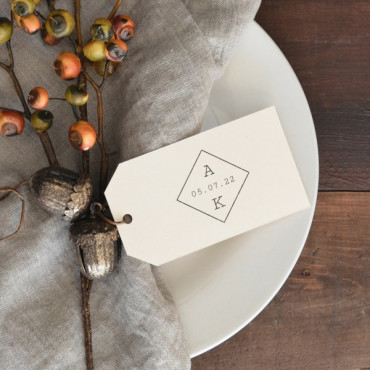 Custom stamp for classic wedding Rhombus with Initials and wedding date