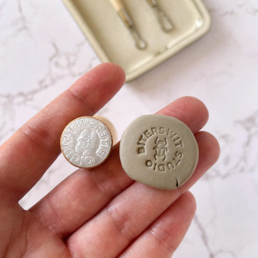 Custom premade pottery logo stamp Egyptian Beetle
