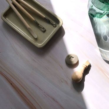 Mini pottery stamp with initials
