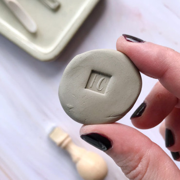 Premade pottery stamp Embossed Square Monogram