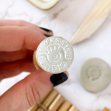 Acrylic stamp for pottery with minimalistic Turkish Evil eye