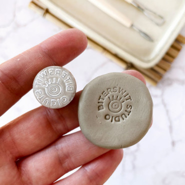 Premade pottery logo stamp Nazcar Eye with custom name or text