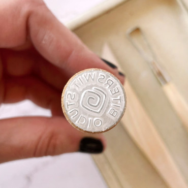 Acrylic pottery stamp with Mayan style and custom text