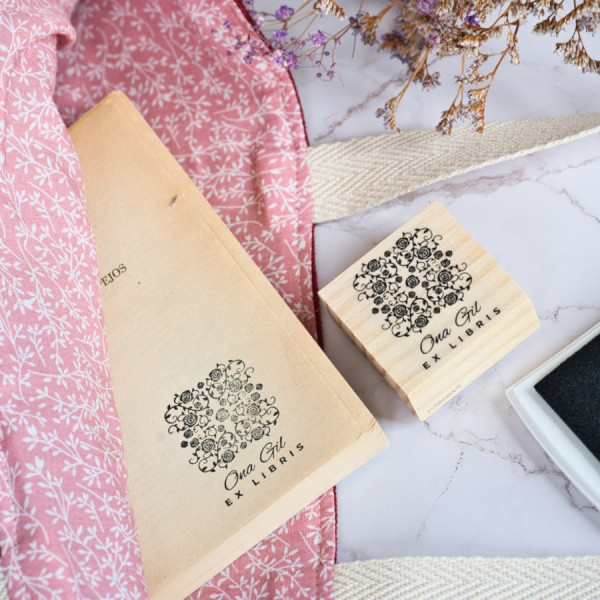 Custom ex libris stamp Rose Garden