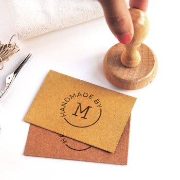 Custom ex libris stamp with Your Initial and circled text