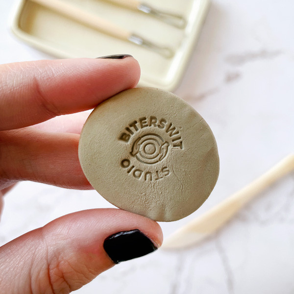 Premade custom clay logo stamp Wheel Throwing Pottery with your name
