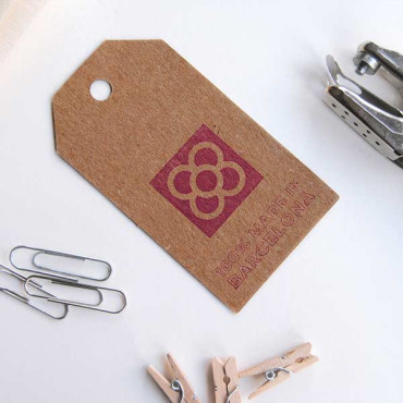 Brown kraft labels and burgundy ink pad