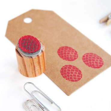 Brown kraft labels and red ink pad