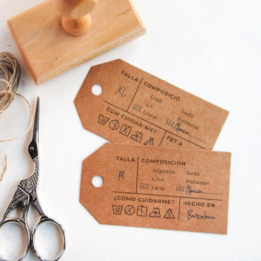 Brown kraft labels and composition clothes label stamp
