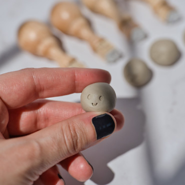 Smiley face wooden stamp for clay