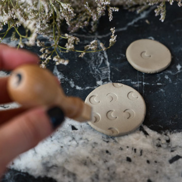 Waxing Crescent / Waning Crescent Moon stamp for clay and soap