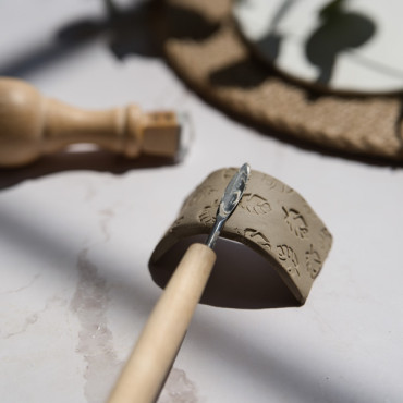 Simple monstera Leaf texture stamp for clay and soap