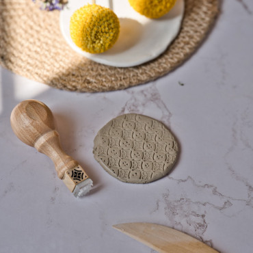 Mosaic tile stamp for pottery, polymer clay and soaps Flower and Circle