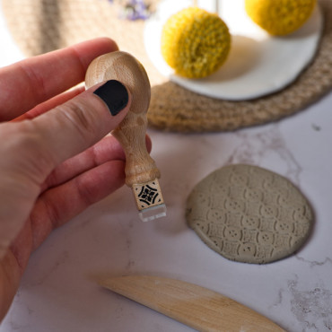 Mosaic tile stamp for clay Flower and Circle for ceramic decoration