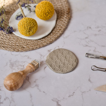 Mosaic tile stamp for pottery, polymer clay and soaps Flower and Circle