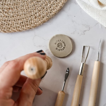 customizable clay stamp with rose and name by biterswit