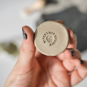 Premade pottery logo stamp Full Moon