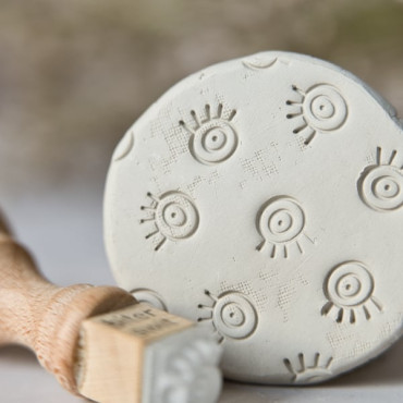 Turkish eye boho texture clay stamp by biterswit