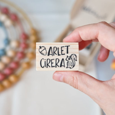 Custom clothing name stamp Squirrel and Acorn by Sira Lobo for biterswit