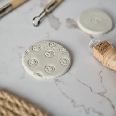smiley icon clay stamp for ceramics by biterswit