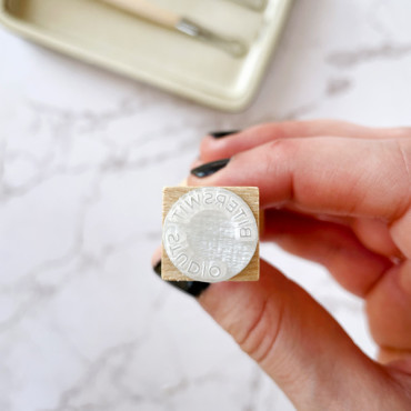minimal name pottery stamp for handmade pottery by biterswit