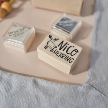 custom clothing stamp for kids with name and moose by sira lobo for biterswit