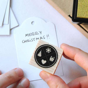 Merry Christmas icons rubber stamp