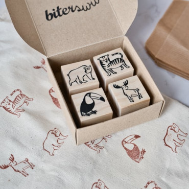 wild animales rubber stamp pack by biterswit with sira lobo