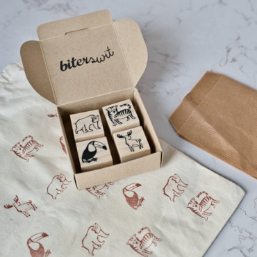 Pack de sellos para decorar camisetas infantiles con sellos de animales by Sira Lobo