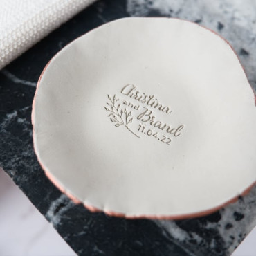 homemade air dry clay rings plate for wedding guest details  by biterswit