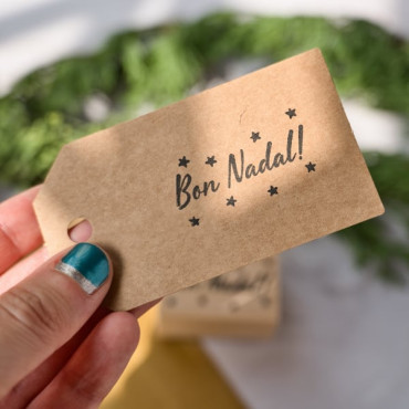 merry christmas rubber stamp with stars in different languages by biterswit