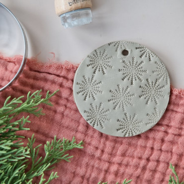 snowflake texture clay stamp for Christmas DIY ornaments by biterswit
