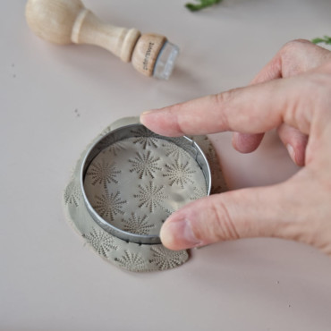 snowflake texture pottery stamp for ceramics by biterswit