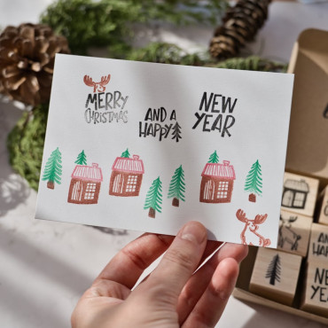 DIY Christmas greeting cards with rubber stamps by Sira Lobo for biterswit