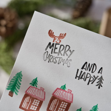 Merry Christmas stamp with reindeer by Sira Lobo for biterswit