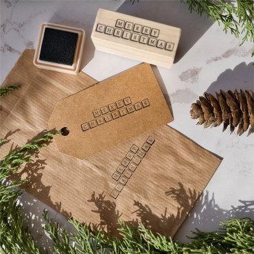 Modern Christmas rubber stamp for gift wrapping ideas by biterswit