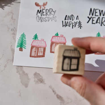 wood cabin rubber stamp by Sira Lobo for biterswit