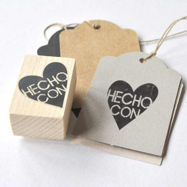Rubber stamp Hecho con Amor, made with love in Spanish