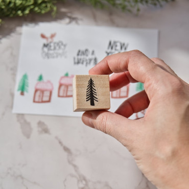 nordic Christmas fir tree rubber stamp by Sira Lobo for biterswit