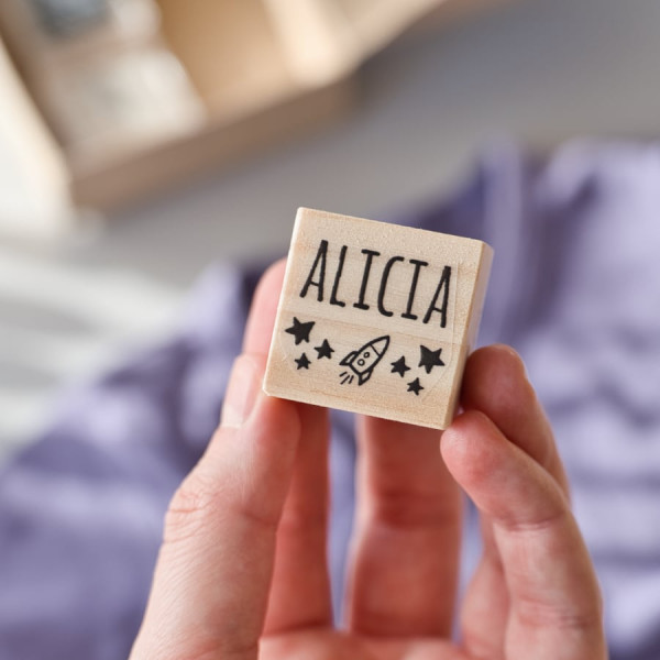 personalized children's clothing stamp space with stars and rocket by biterswit