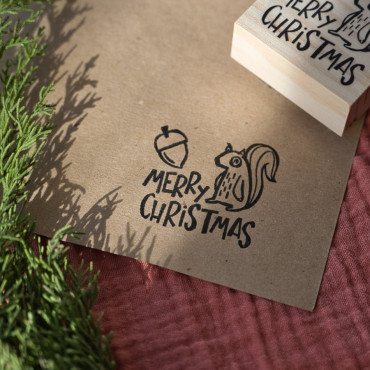 Merry Christmas stamp with squirrel and by biterswit with sira lobo