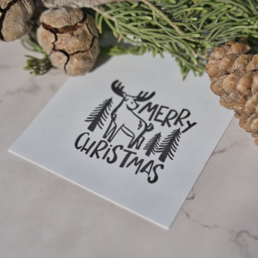 Holiday rubber stamp with reindeer and Merry Christmas quote by biterswit and Sira Lobo